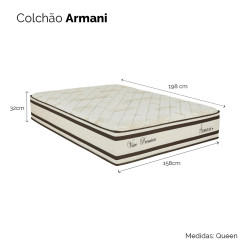 Colchão Queen De Molas Ensacadas Armani (158x198x32) Bege 