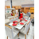 Mesa de Jantar Pedro 160x80 c/ 6 Cadeiras Berlim Prata - Art Assentos - Mel / Off White