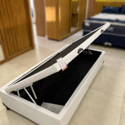 Base Baú Solteiro Courino – Branca