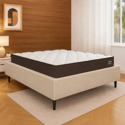 Colchão Lion Casal com Molas Ensacadas 22x188x138cm + Base Cama Box Casal Courino - Bege