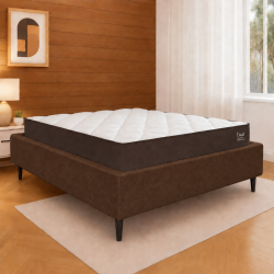 Colchão Lion Casal com Molas Ensacadas 22x188x138cm + Base Cama Box Casal Courino - Marrom