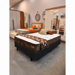 Colchão Lion Casal com Molas Ensacadas 22x188x138cm + Base Cama Box Casal Courino - Preto