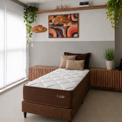 Colchão Lion Solteiro com Molas Ensacadas 22x188x88cm + Base Solteiro Courino - Marrom