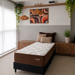 Colchão Lion Solteiro com Molas Ensacadas 22x188x88cm + Base Solteiro Courino - Preto