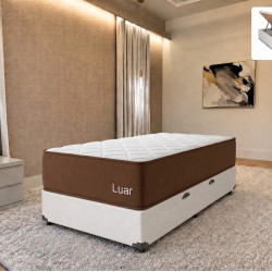 Colchão Lion Solteiro com Molas Ensacadas 22x188x88cm + Base Baú Courino Solteiro - Branco