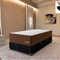 Colchão Lion Solteiro com Molas Ensacadas 22x188x88cm + Base Baú Courino Solteiro - Preto