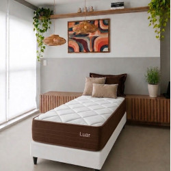 Colchão Lion Solteiro com Molas Ensacadas 22x188x88cm + Base Solteiro Courino - Branco