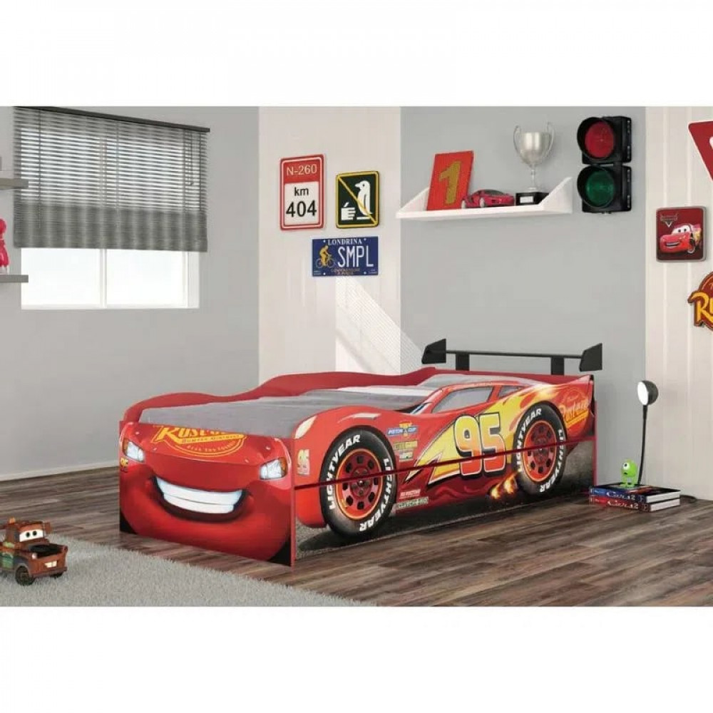 Bicama Infantil Carros Disney Fun - Móveis Estrela - Vermelho / Preto