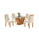 Mesa de Jantar Classic 120×080 com 4 Cadeiras Lisboa Bege - Cinamomo / Off White