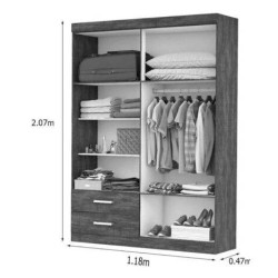 Guarda Roupa Solteiro Hércules 4 Portas 2 Gavetas C/ Espelho - Cinamomo