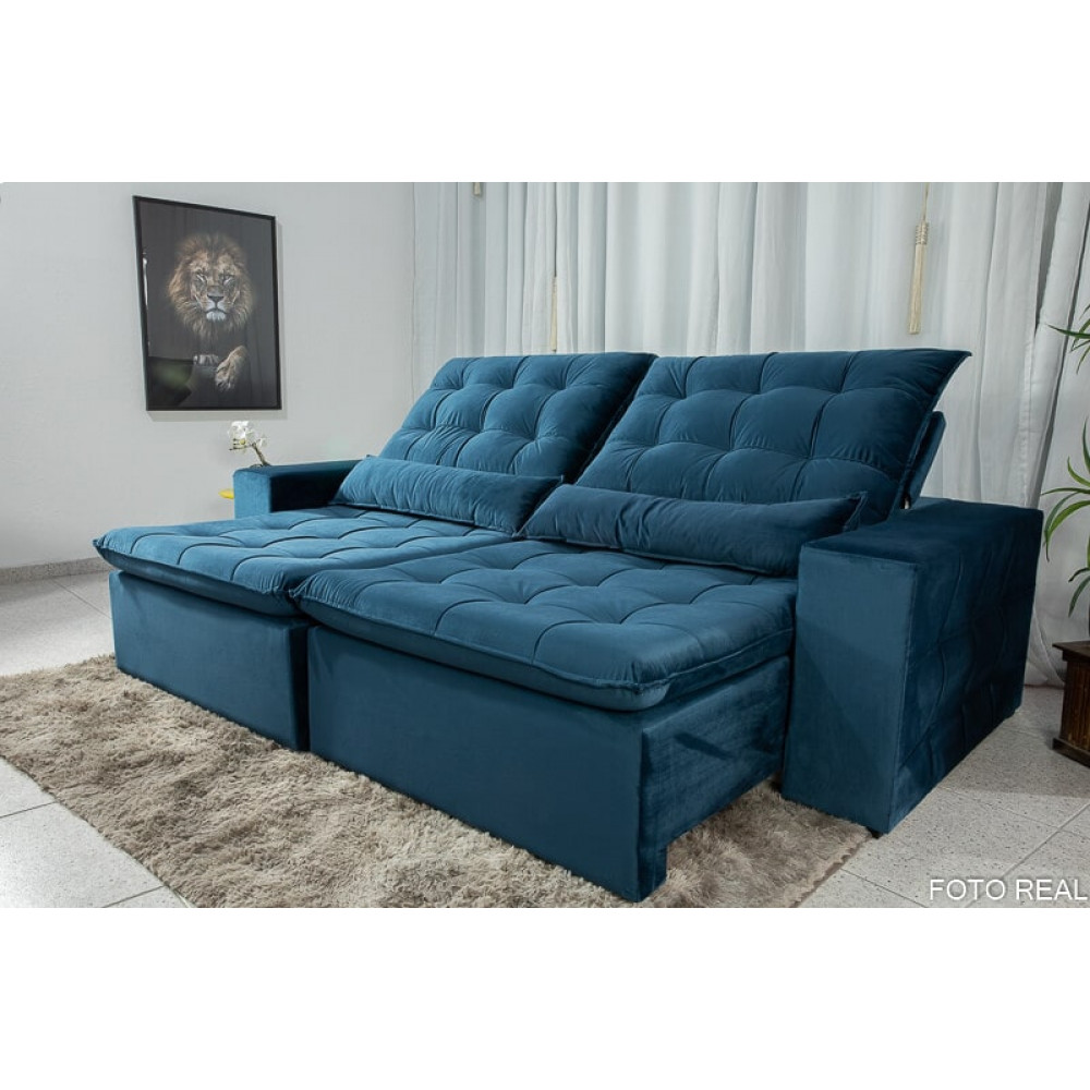 Sofá Imperial Confort Retrátil e Reclinável 2,50m - Azul
