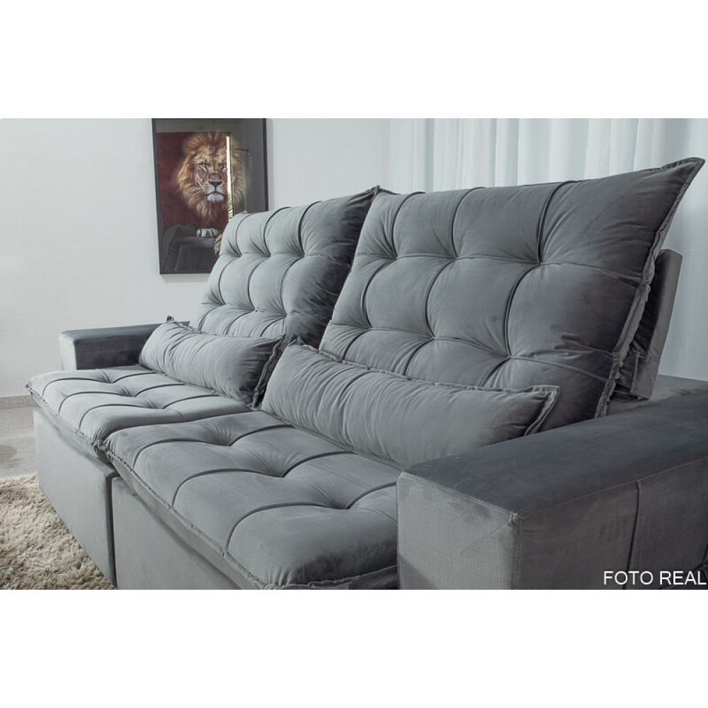 Sofá Imperial Confort Retrátil e Reclinável 2,50m - Grafite