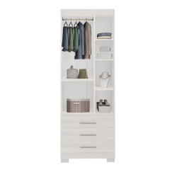 Guarda Roupa Floripa Solteiro 2 Portas 3 Gavetas Rud Rack - Branco