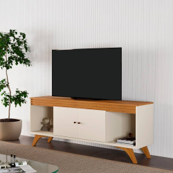 Rack Sevilha Para Tvs Até 65 " c/ 2 Portas - Off White/Naturalle