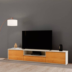 Rack Vertex para TVs Até 75" 3 Gavetas - Off White/Naturalle