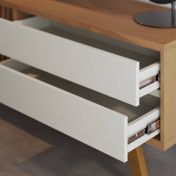 Rack Bancada Veneza para Tvs até 75" - Freijó/off White Matte 