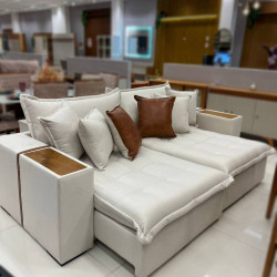 Sofá Chandon Retrátil Reclinável 2,56 - Linho Bege