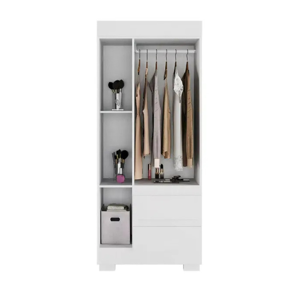 Guarda Roupa Solteiro Maya c/ 3 Portas 2 Gavetas - Branco