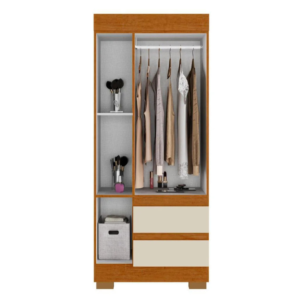 Guarda Roupa Solteiro Maya c/ 3 Portas 2 Gavetas - Cinamomo/off White
