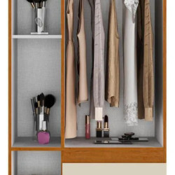 Guarda Roupa Solteiro Maya c/ 3 Portas 2 Gavetas - Cinamomo/off White