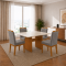 Mesa de Jantar Dakota 120×80 - Ipê / Off White + 4 Cadeiras Dubai - Veludo Cinza