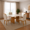 Mesa de Jantar Dakota 120×80 - Ipê / Off White + 4 Cadeiras Dubai - Veludo Bege