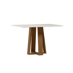 Mesa de Jantar Rubi 120x80cm Com Tampo de Vidro - Cinamomo/Off White