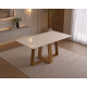 Mesa de Jantar Rubi 160x90cm Com Tampo de Vidro - Cinamomo/Off White