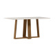 Mesa de Jantar Rubi 160x90cm Com Tampo de Vidro - Cinamomo/Off White