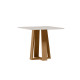 Mesa de Jantar Rubi 90x90cm Com Tampo de Vidro - Cinamomo/Off White