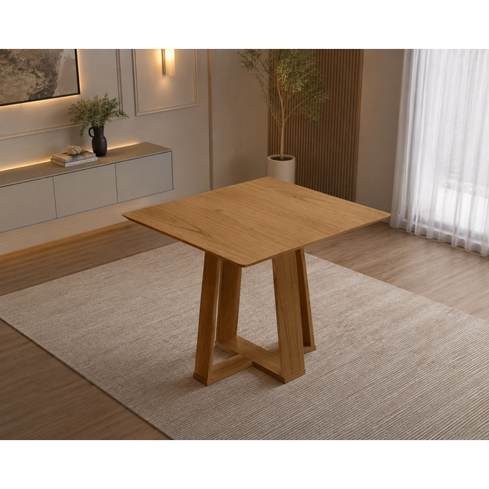 Mesa de Jantar Rubi 90x90cm S/ Vidro - Cinamomo