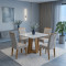 Mesa de Jantar Rubi 90x90cm Com Tampo de Vidro - Cinamomo/Off White + 4 Cadeiras Amsterdã Linho - Bege