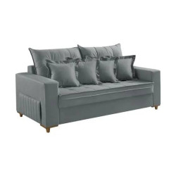 Sofá Living Jadore Confort 3 lugares Veludo - Cinza 5001 Sofá Living Jadore Confort 3 lugares Veludo - Cinza 5001