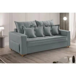Sofá Living Jadore Confort 3 lugares Veludo - Cinza 5001 Sofá Living Jadore Confort 3 lugares Veludo - Cinza 5001