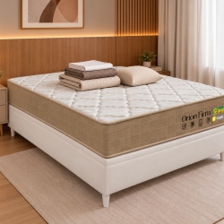 Colchão Orion Firm Casal 22Cmx1,88Mx1,38M + Base Baú Carioca Casal Courino - Branco