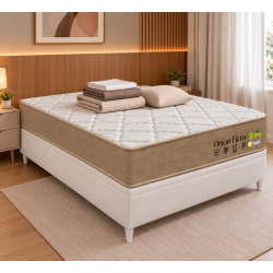 Colchão Orion Firm Casal 22Cmx1,88Mx1,38M + Base Baú Carioca Casal Courino - Branco