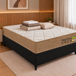 Colchão Orion Firm Casal 22Cmx1,88Mx1,38M + Base Baú Carioca Casal Courino - Preto