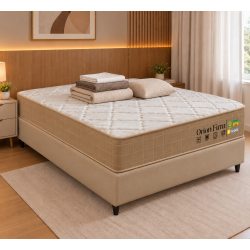 Colchão Orion Firm Casal 22Cmx1,88Mx1,38M + Base Cama Box Casal Courino - Bege