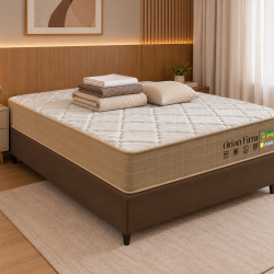 Colchão Orion Firm Casal 22Cmx1,88Mx1,38M + Base Cama Box Casal Courino - Marrom