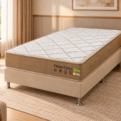 Colchão Orion Firm Solteiro 22Cmx1,88Mx88Cm + Base Solteiro (88x188x23) Courino - Bege
