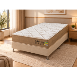 Colchão Orion Firm Solteiro 22Cmx1,88Mx88Cm + Base Solteiro (88x188x23) Courino - Bege