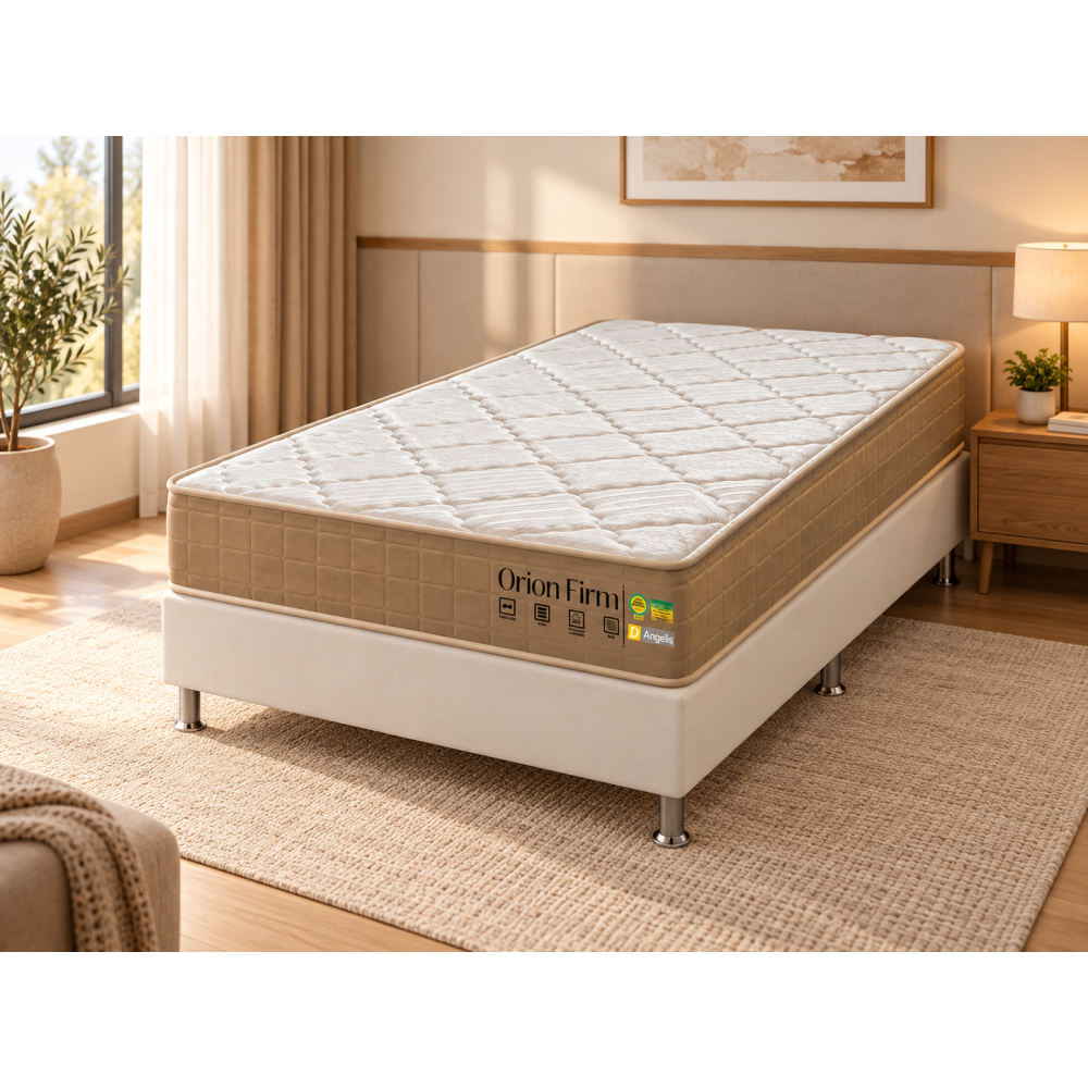 Colchão Orion Firm Solteiro 22Cmx1,88Mx88Cm + Base Solteiro (88x188x23) Courino - Branco