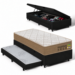 Colchão Orion Firm Solteiro 22Cmx1,88Mx88Cm + Base Solteiro (88x188x23) Courino - Preto