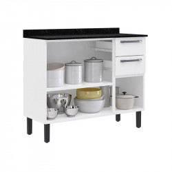 Balcão de Cozinha Aço 3 Portas 2 Gavetas Florença - Branco 