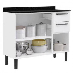 Armário Cozinha Florença c/ Aéreo Três portas c/ 2 Peças - Branco  Armário Cozinha Florença c/ Aéreo Três portas c/ 2 Peças - Branco