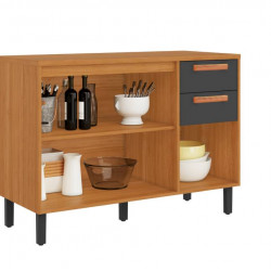 Balcão c/ 3  portas e 2 Gavetas 120cm Napoles - Cinamomo/Grafite Intenso