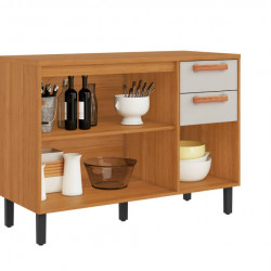 Balcão c/ 3 portas e 2 Gavetas 120cm Napoles - Cinamomo/Off White