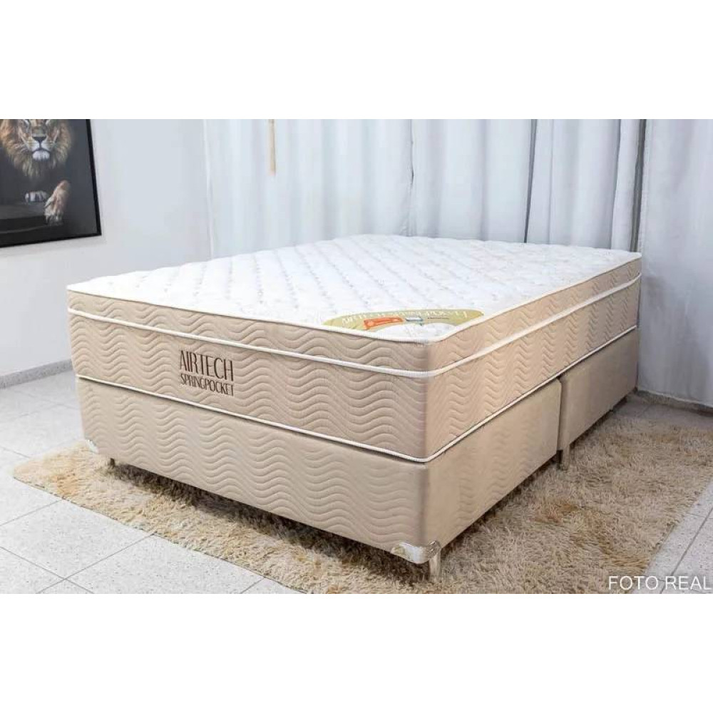 Base Cama Box Queen com Colchão Ortobom Airtech Spring Pocket Queen