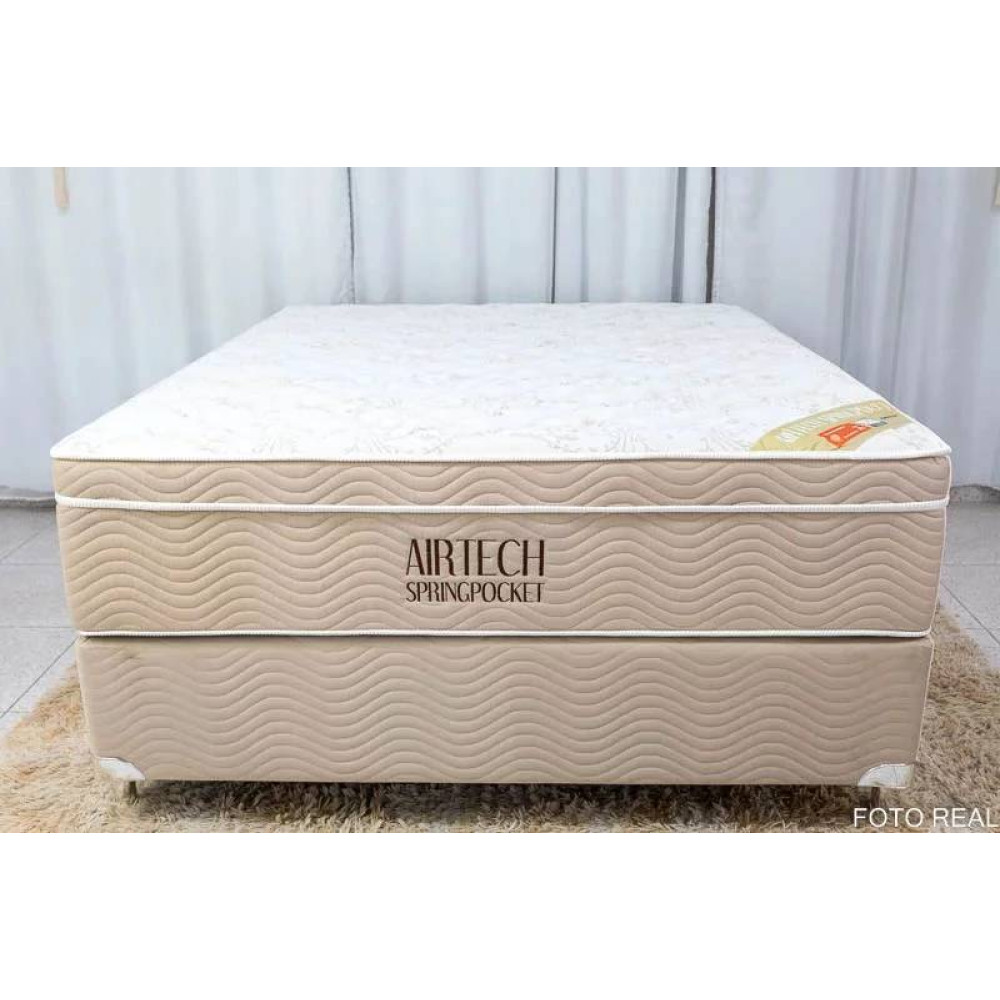 Base Cama Box Queen com Colchão Ortobom Airtech Spring Pocket Queen