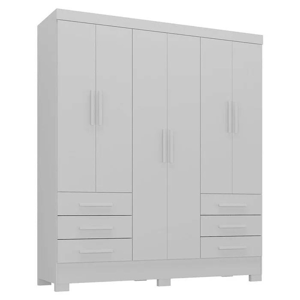 Guarda Roupa Casal Paris 6 Portas 6 Gavetas - Branco